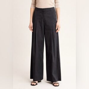 Annette Gortz Cotton/Linen Blend Wide Leg Pant Charcoal/Black 40/Medium Pleated